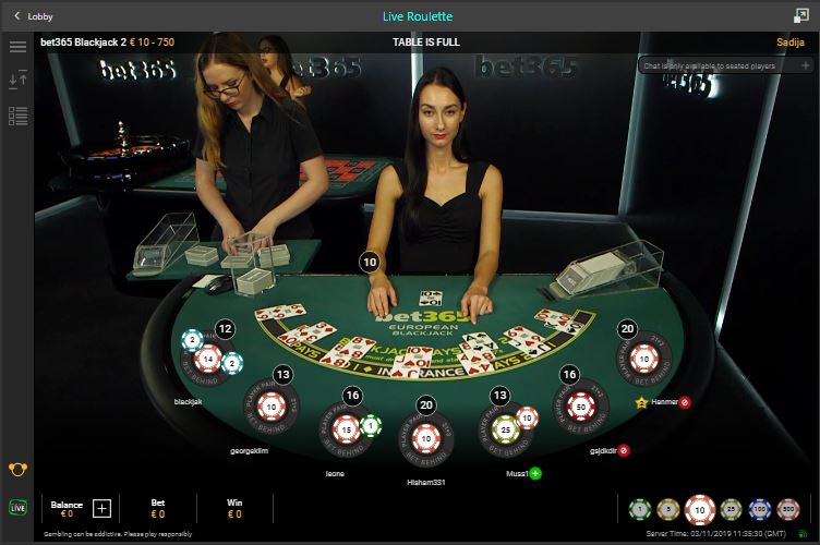 bet365 live casino blackjack