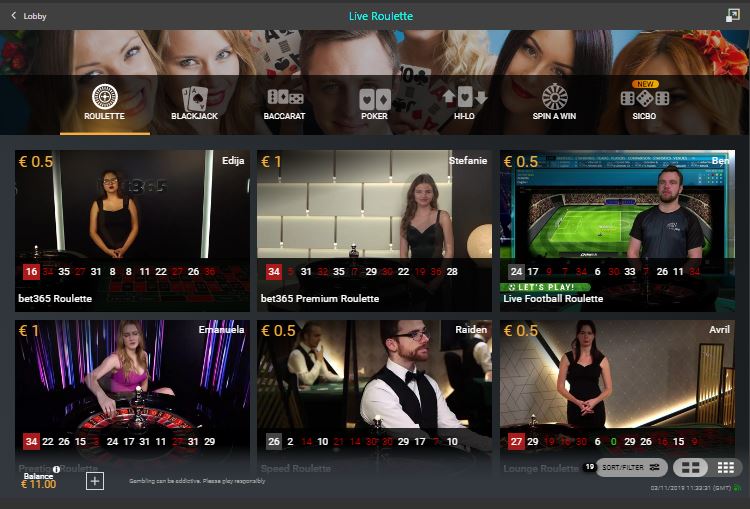 bet365 live casino lobby